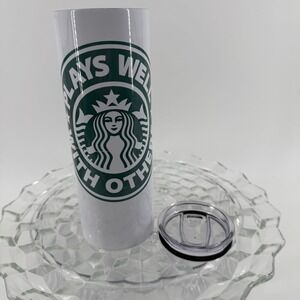 Starbucks Inspired Tumbler 20 oz White Green‎ Logo Travel Coffee Cup
